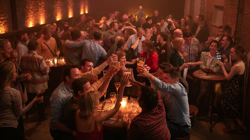 people gathering public space