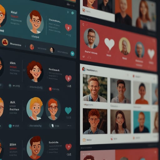 다양한 아바타들이 창작 콘텐츠를 감상하고 반응하는 플랫폼 화면