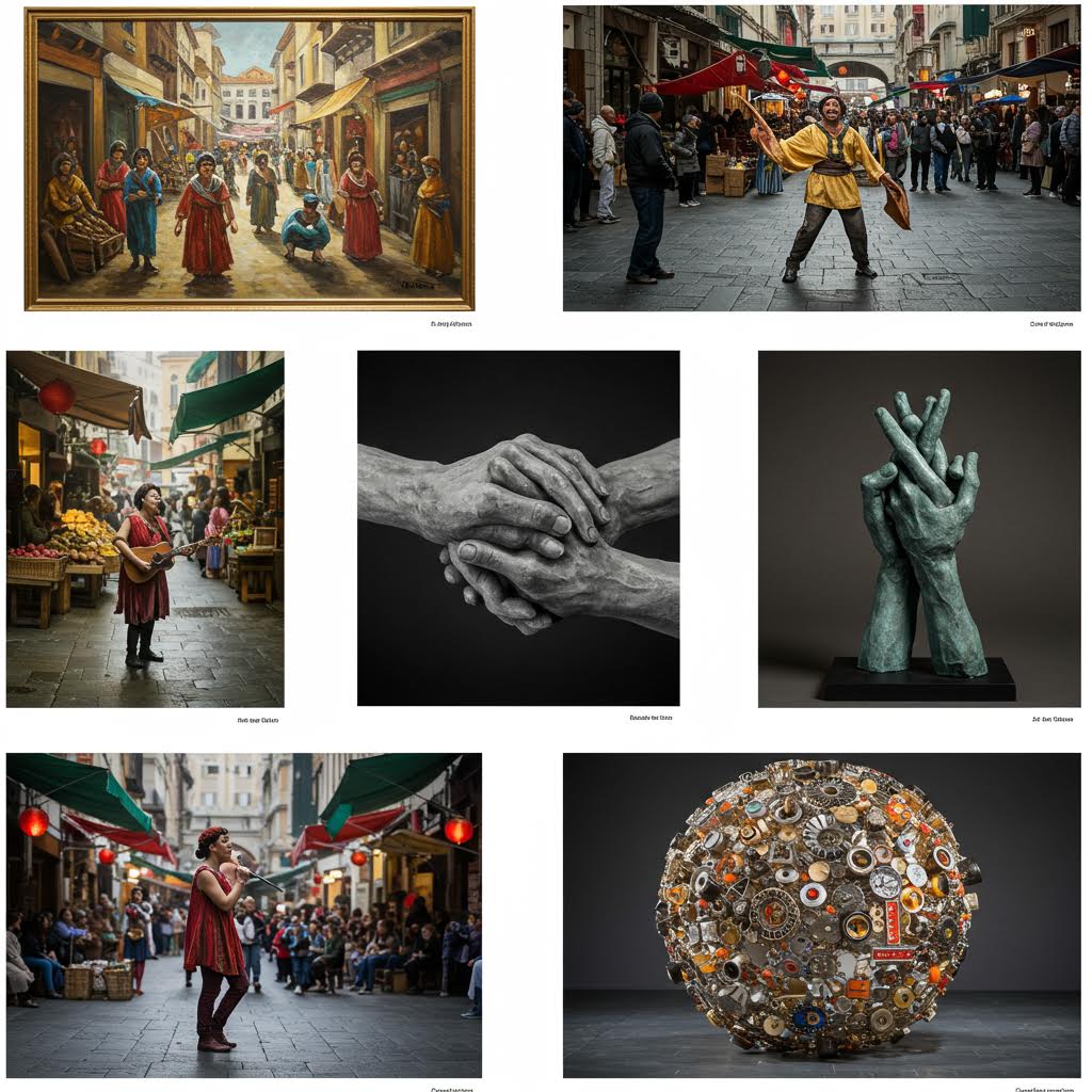 다양한 문화 예술 표현 방식을 창작 활동으로 담아낸 이미지