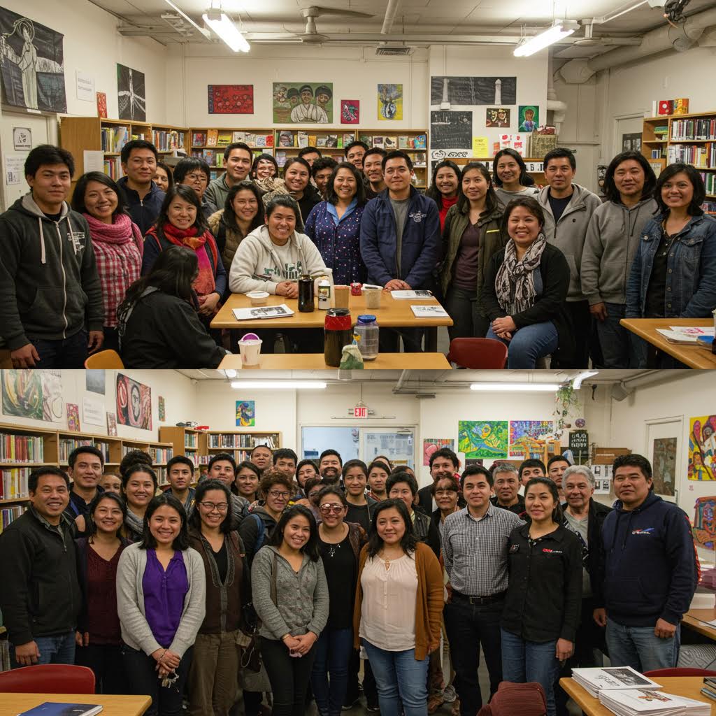 책장과 웃음이 어우러진 공간 속에 온카스터디의 연결이 신뢰로 쌓여가는 흐름