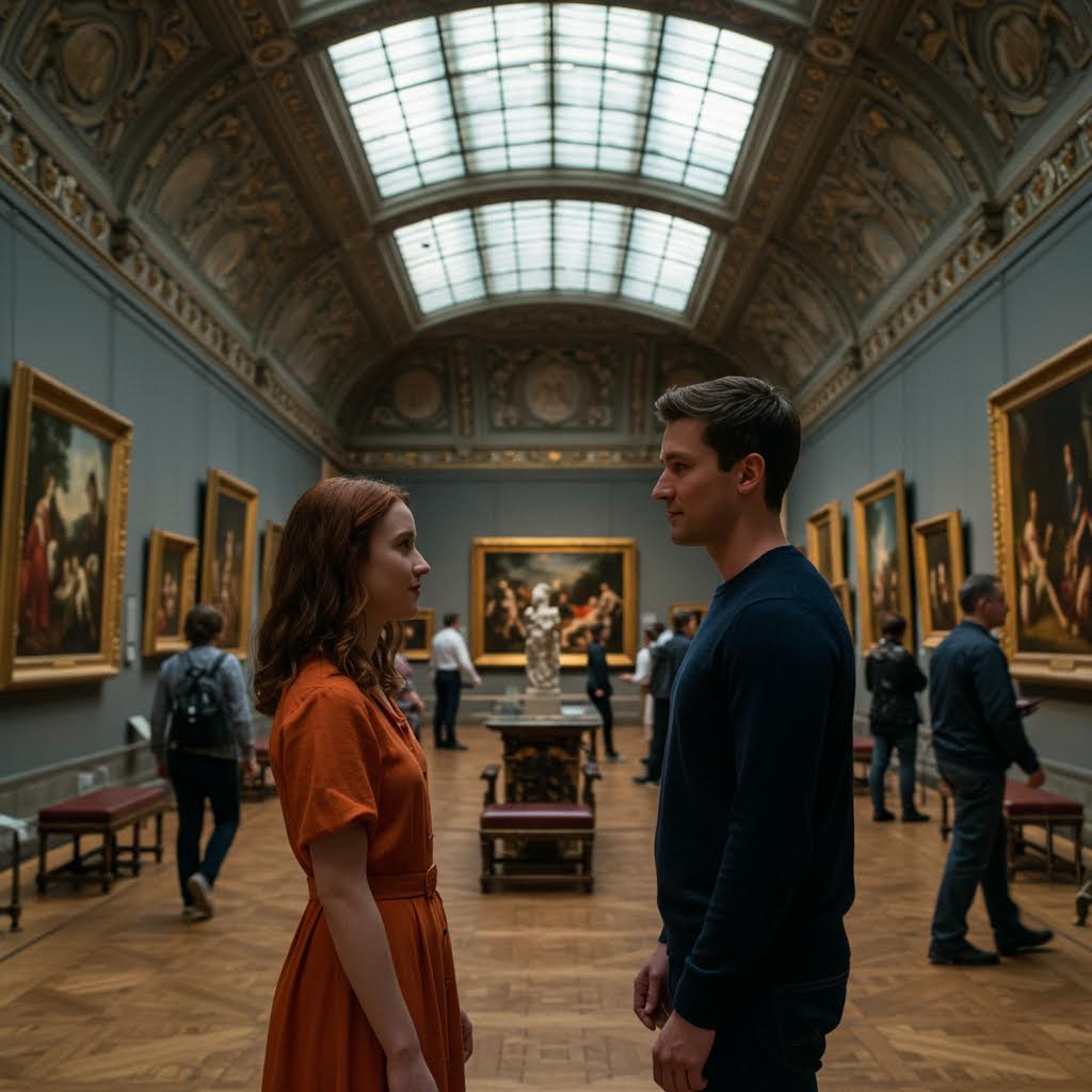 고요한 미술관 한가운데서 시선이 마주치는 순간 온카스터디의 신뢰가 시간처럼 고여 있는 인상