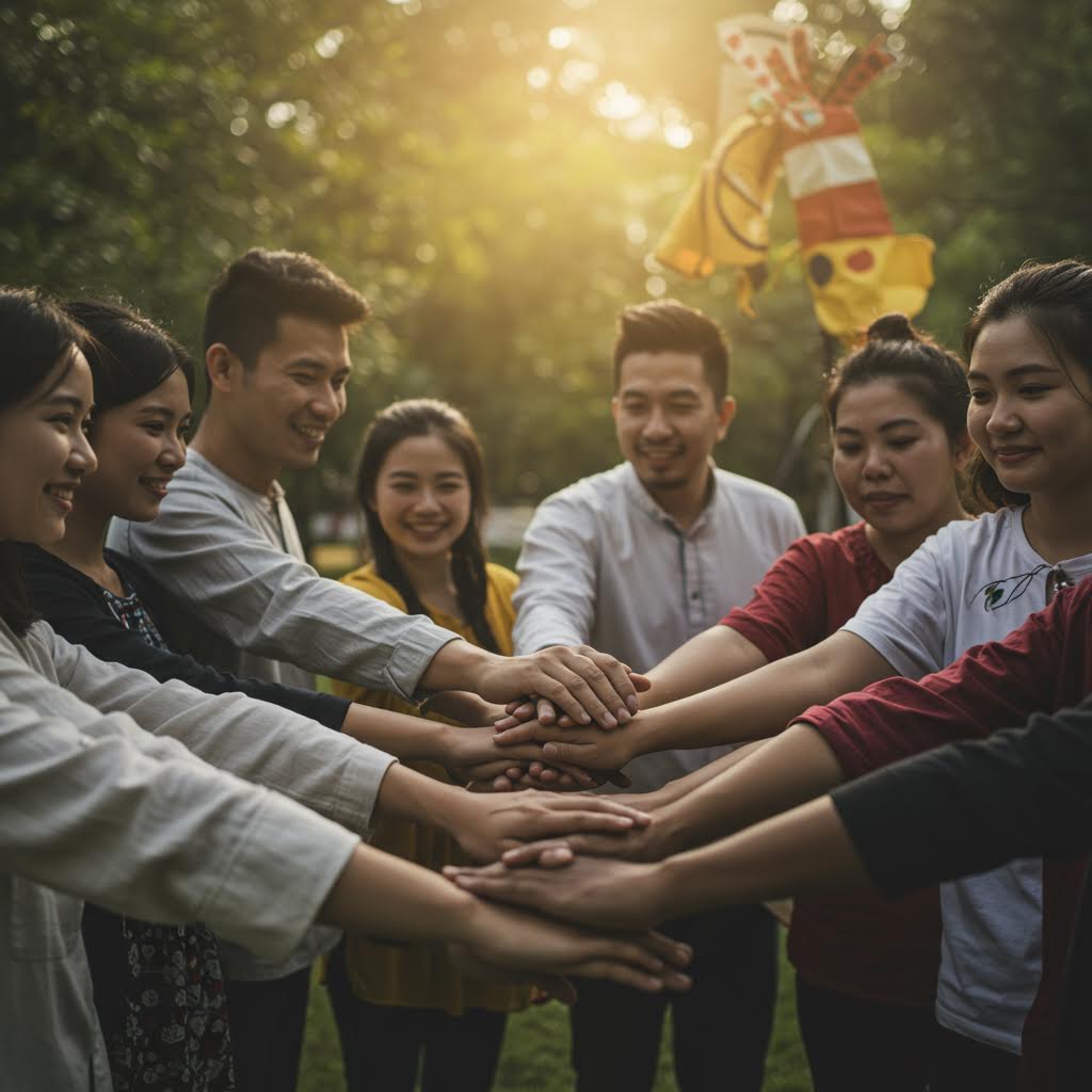 따스한 햇살 아래 함께한 손끝들이 협력과 소통의 약속을 새기며 온카스터디의 공동체적 울림을 남기는 순간