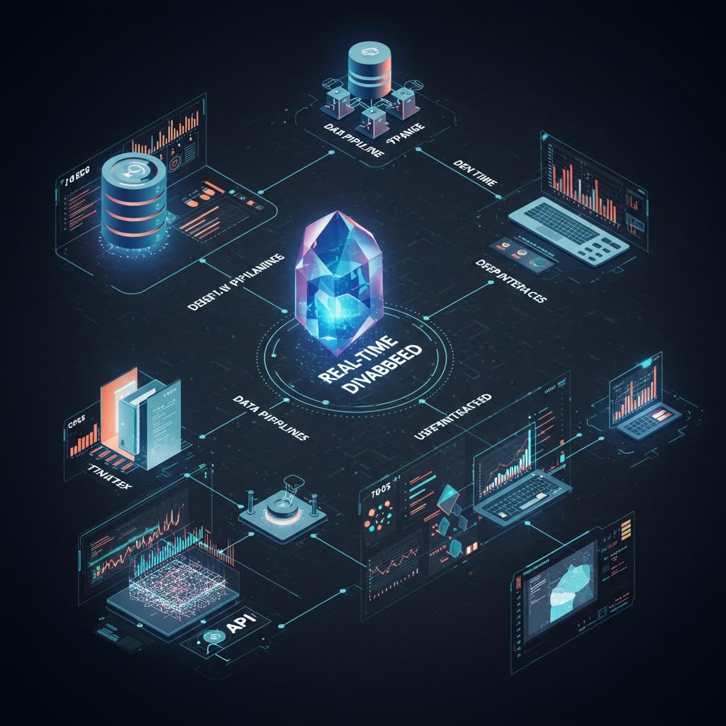 도시 야경 위로 다양한 데이터 아이콘이 연결된 스마트 시티 네트워크 시각화 이미지